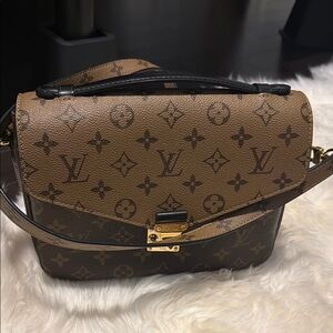 Louis Vuitton Brown Monogram Crossbody Bag with Leather Trim